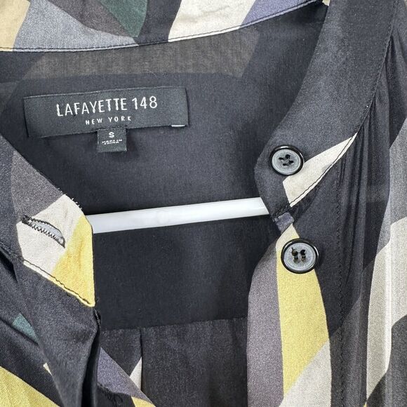 Lafayette 148 Blouse Womens Small Brayden Ornamental Mosaic Silk Button Front - Picture 10 of 13